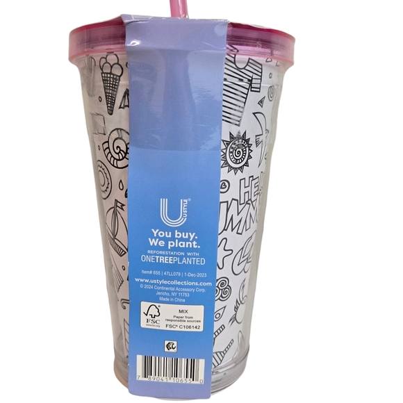 Pink & Clear Children's DIY Coloring Tumbler Traveling Cup – 16 oz - Picture 4 of 7